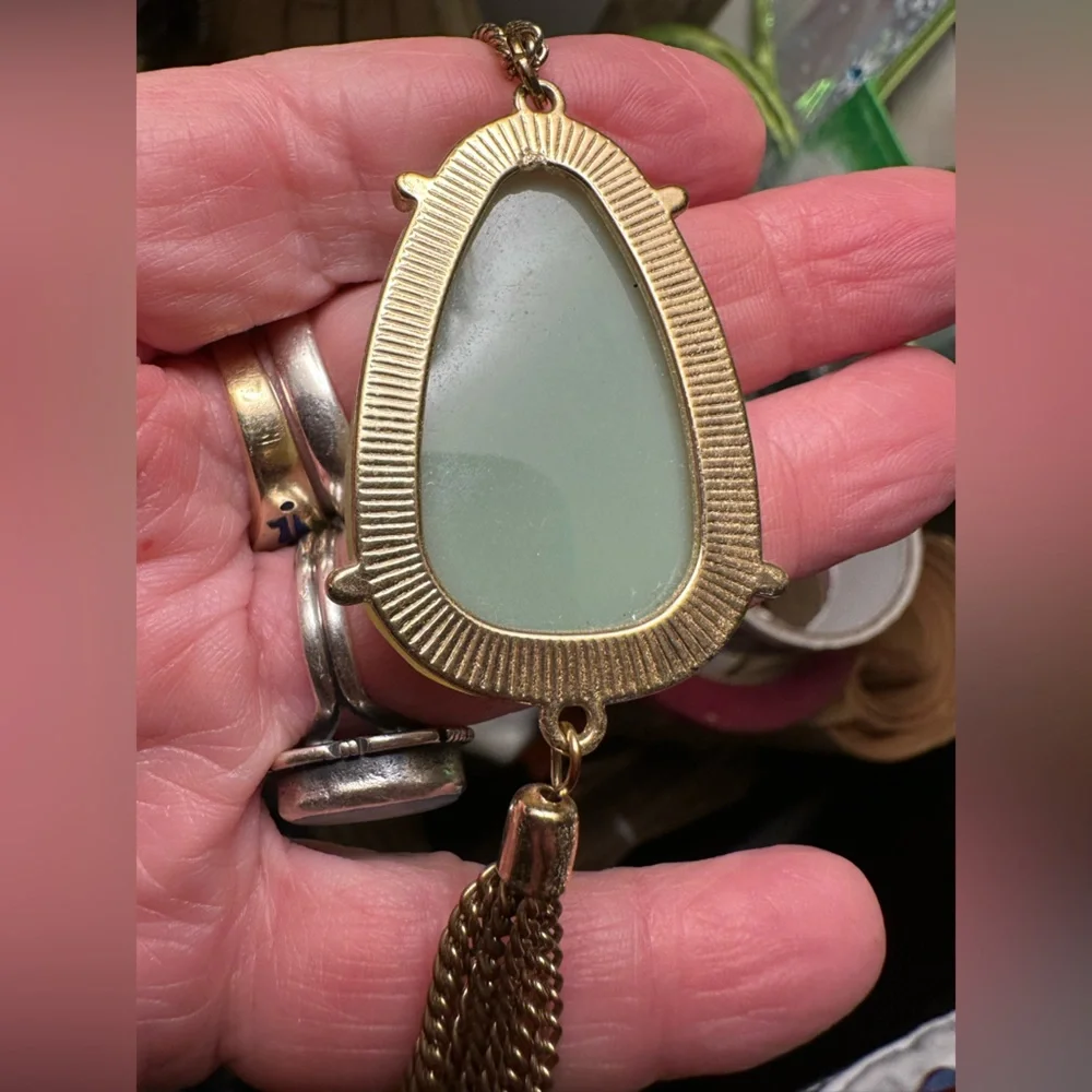 Gold Toned Faux Pendant Necklace